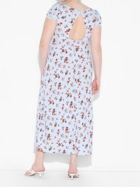 wild fable Powder Blue Floral Keyhole Maxi Dress